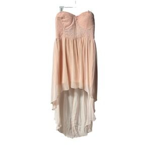 Deb Peach Sequin‎ Sweetheart High Low Strapless Prom Dress Party